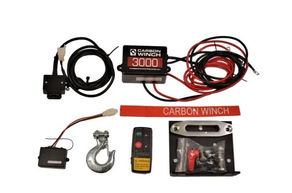 Carbon 3.0k 3000lb Utility Trailer ATV Quad Bike Electric Winch