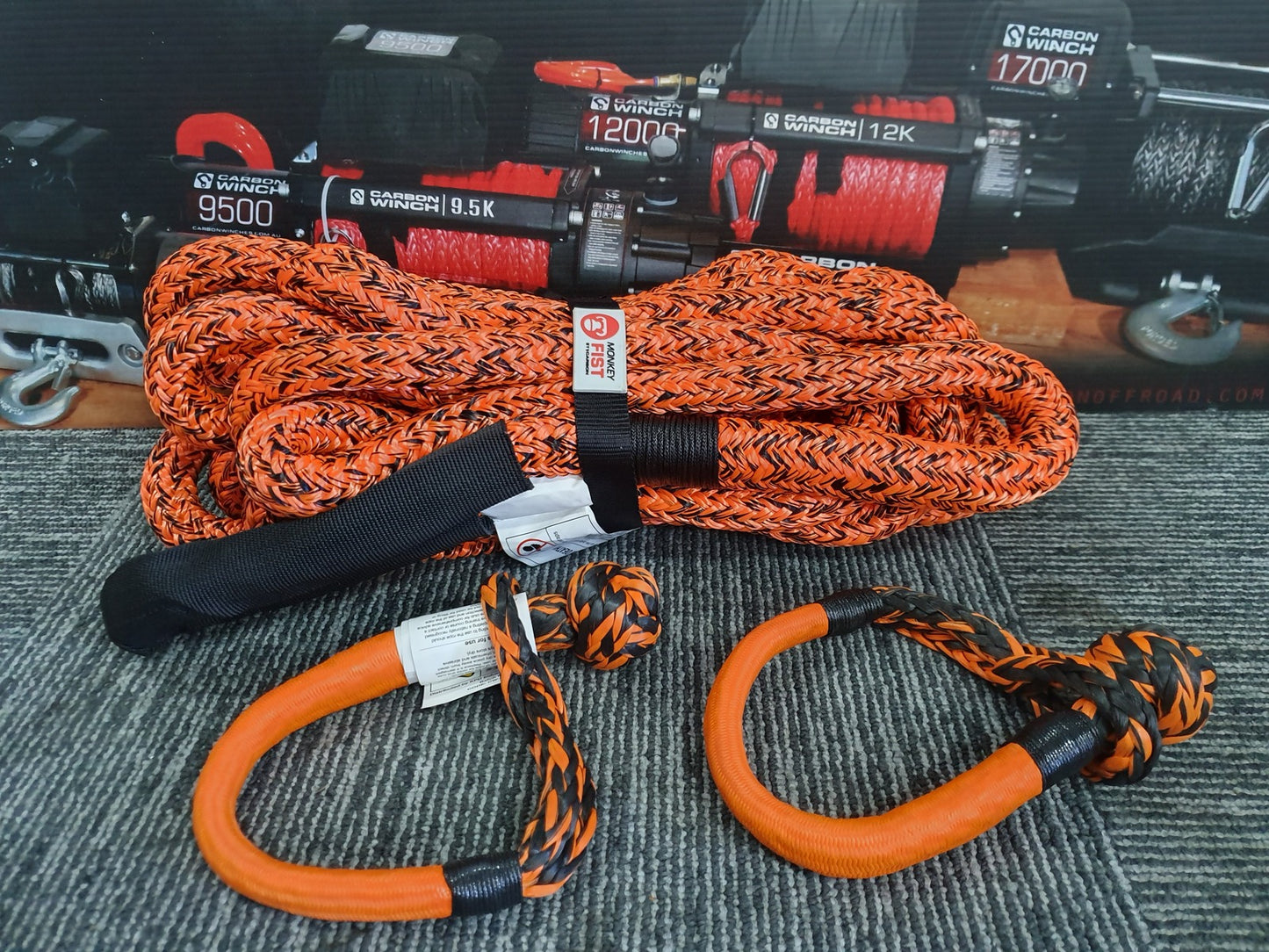 Carbon 4x4 Kinetic Rope and 2 x Soft Shackle Combo Deal