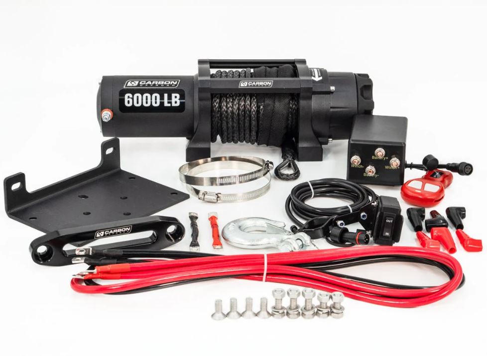 Carbon Offroad Tank 6000lb ATV UTV Small 4x4 Winch Kit IP66 12V