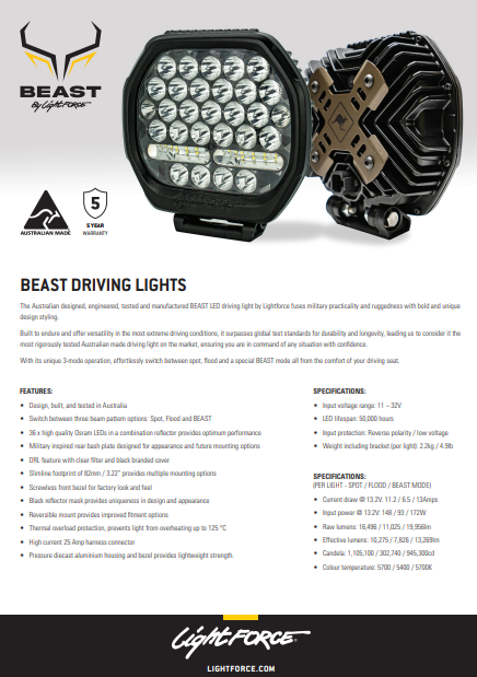 Lightforce BEAST 230mm 12V LED Driving Light
