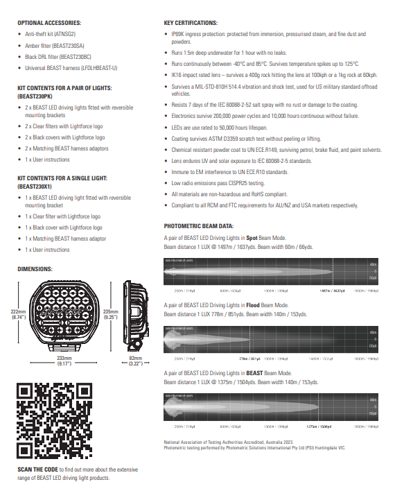 Lightforce BEAST 230mm 12V LED Driving Light