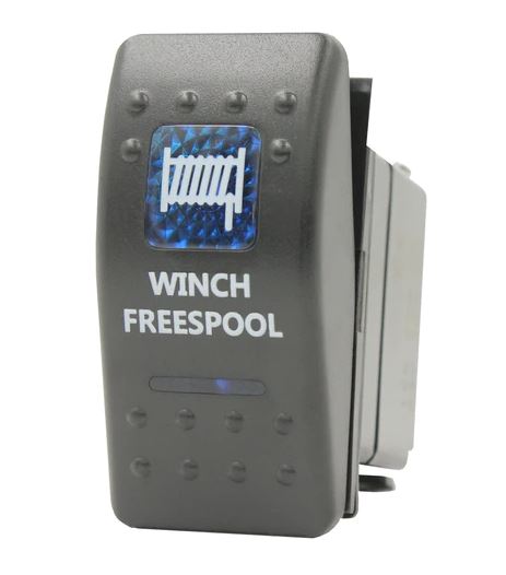 Winch Freespool Rocker Switch - Blue