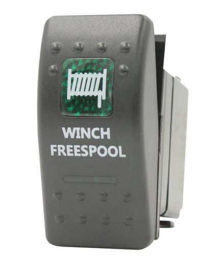 Winch Freespool Rocker Switch - Green