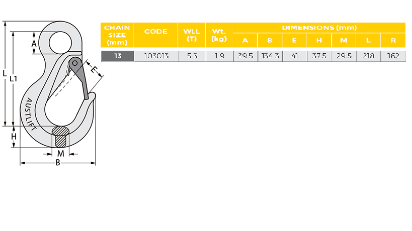13mm 5.3T Rated Sling Hook With Latch